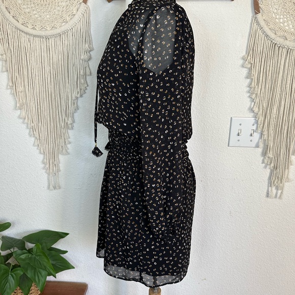 Socialite black and brown dot print mini dress with slip small - Picture 4 of 8